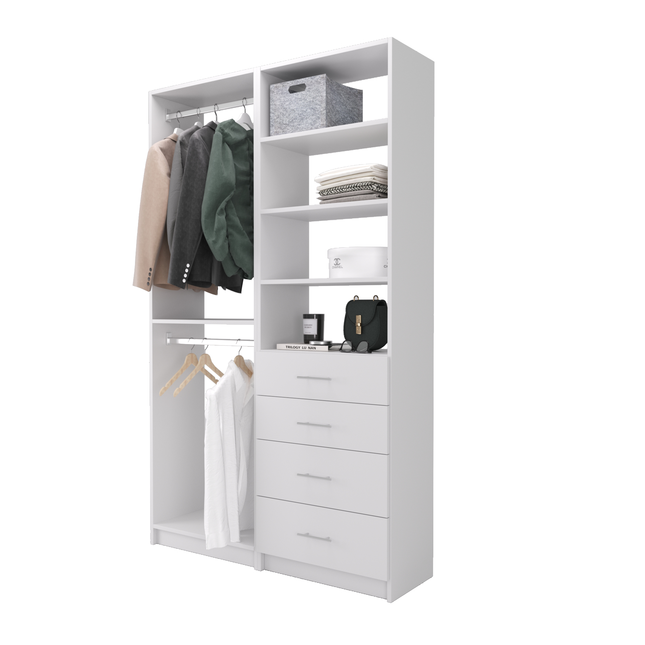 Premium Modular Closet System – Nexus Series, Double Hanging & Four ...