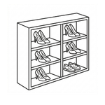 Shoes on an organized custom closet shoe shelf icon.