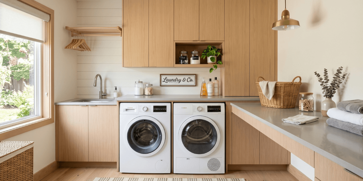 Custom laundry room storage cabinets