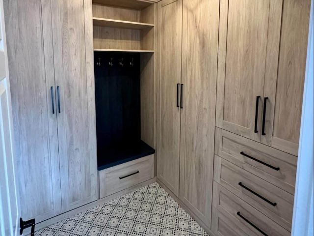 modern built-in mudroom
