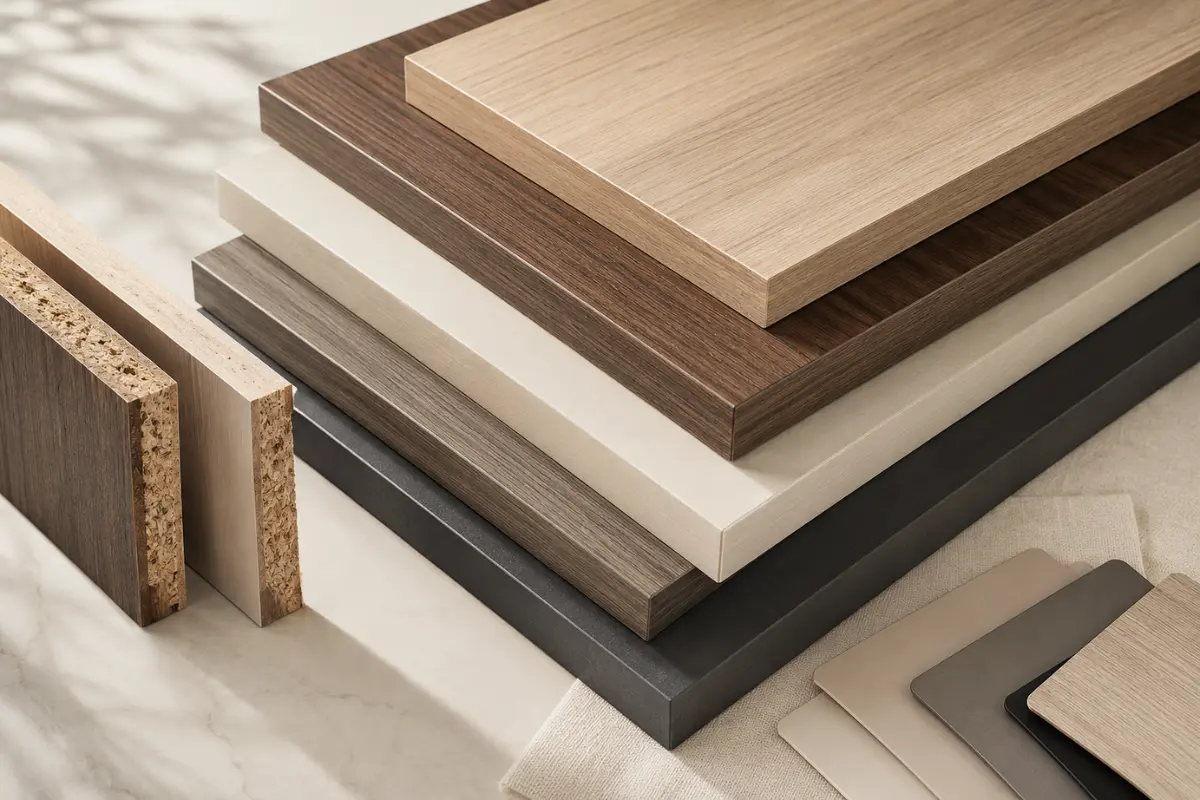 premium-closet-materials various premium boards showing color options and quality of materials.