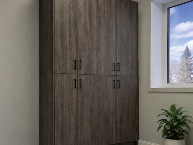 dark wood grain style wardrobe