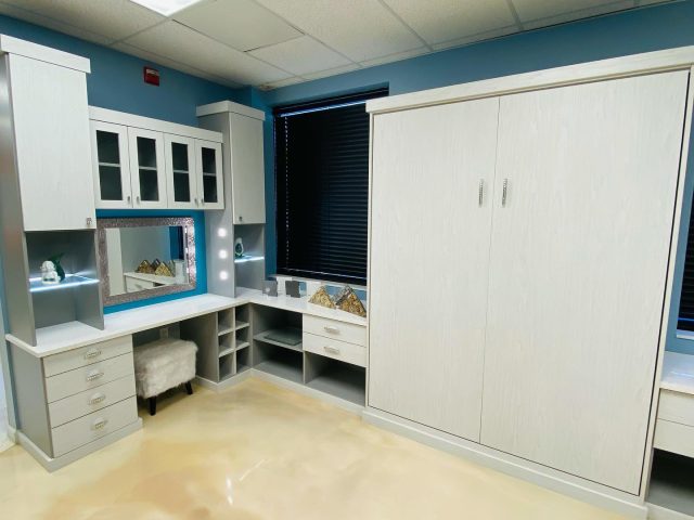 wall bed in home office.