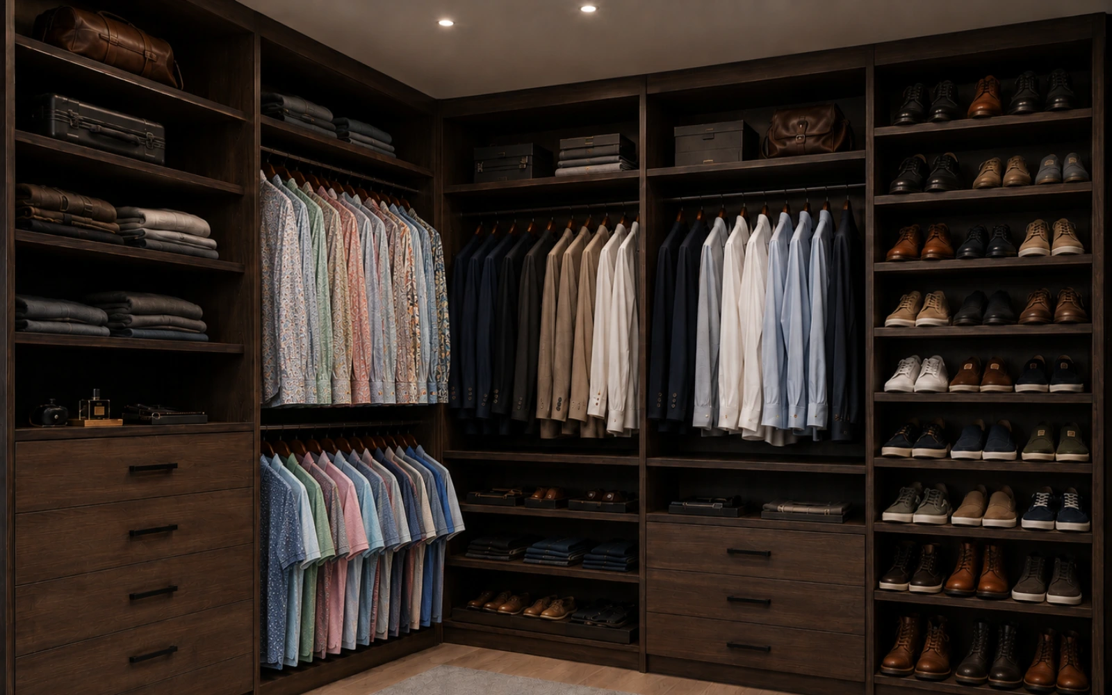Premium DIY closet system installed in a walk-in closet