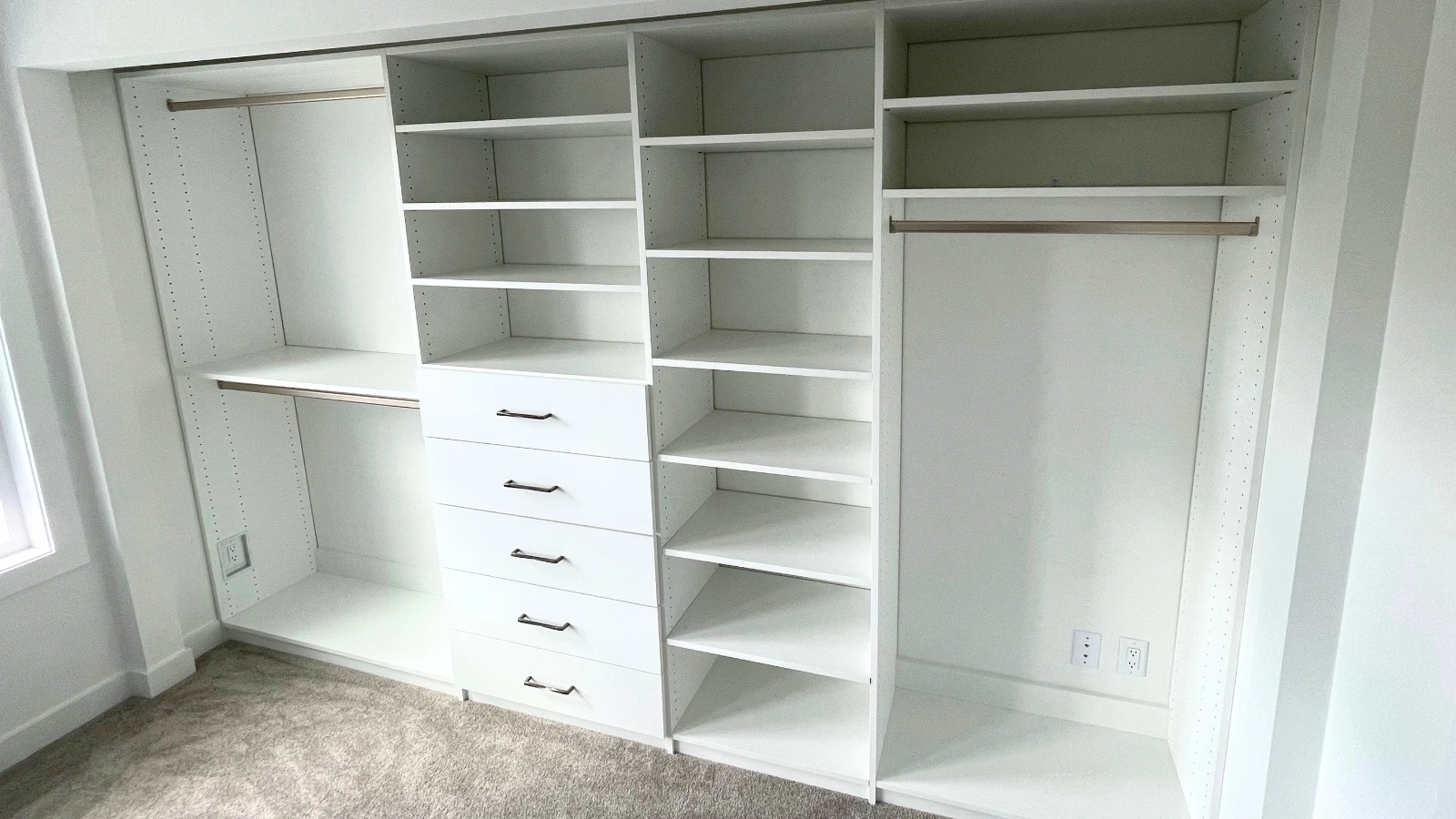 Premium DIY closet kit with drawers shelves and hanging storage